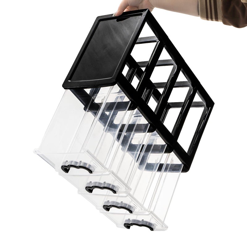 Cididu Desktop Organizer with 4 Drawers, Clear Plastic Storage Drawer Unit, Small Desk Organizer Storage Box, Durable Storage Bin Container Case for Countertop Stationery Pens Makeup Office Supplies - Image 3