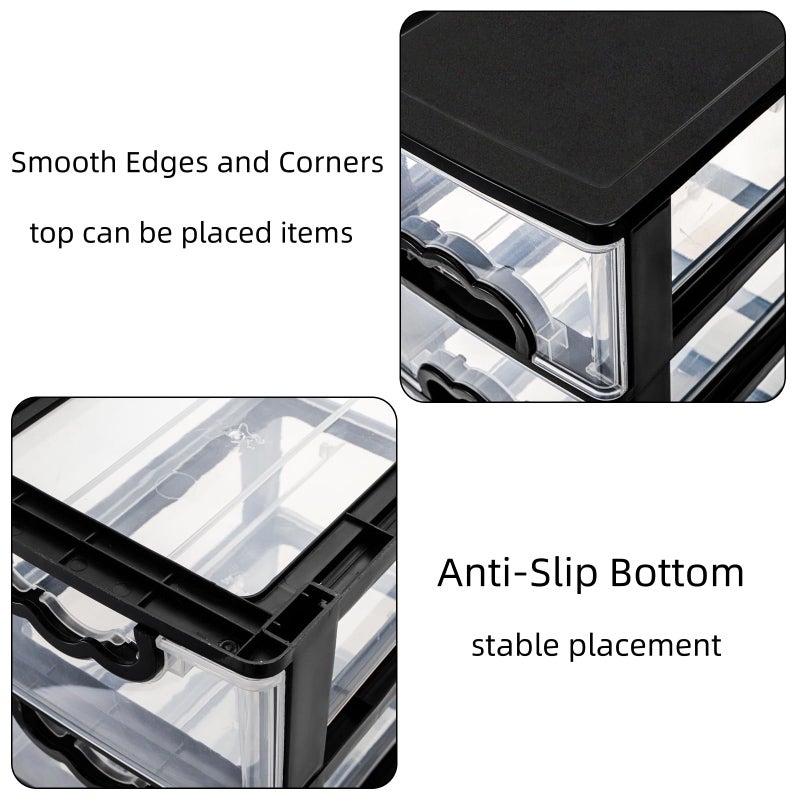 Cididu Desktop Organizer with 4 Drawers, Clear Plastic Storage Drawer Unit, Small Desk Organizer Storage Box, Durable Storage Bin Container Case for Countertop Stationery Pens Makeup Office Supplies - Image 4