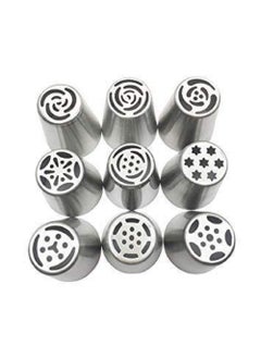 Casa Azul Casa Azul Pack of 9 Russian Piping Tips Stainless Steel Nozzles for Cake Decorating Create Beautiful Designs EasytoUse Icing Tips for Cupcakes Cookies BPA Free  - Image 1