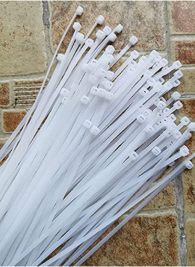 ماركة غير محددة أربطة كابلات مقاس 250 مم بلون أبيض من 100 قطعة من أربطة الأسلاك بقوة شد 18 كجم ذاتية القفل من النايلون البلاستيكي شديد التحمل، أربطة بسحاب للمكتب والمنزل والأماكن الخارجية  - Image 2