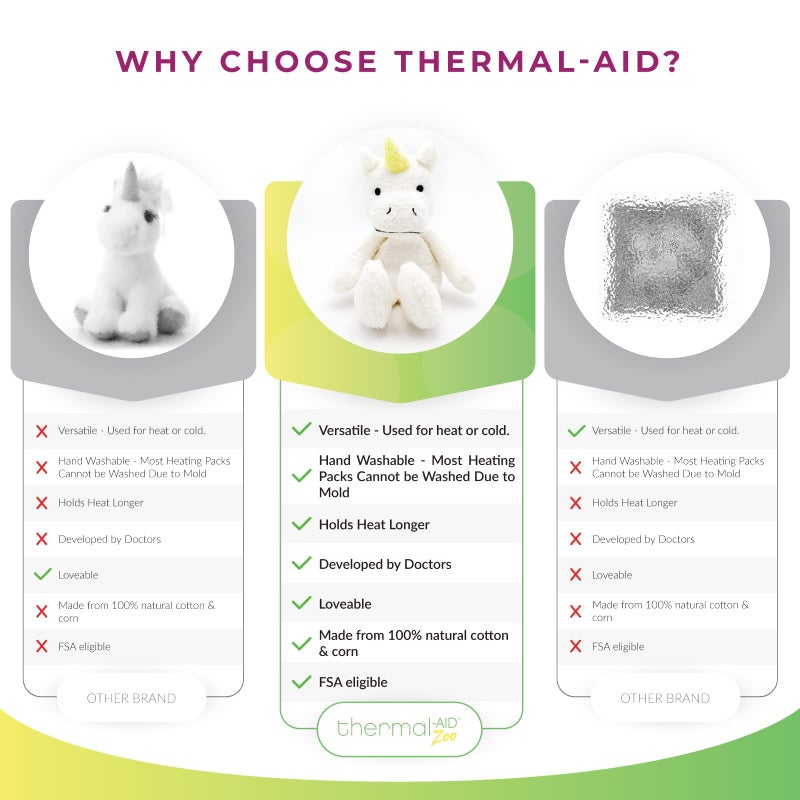Thermal-AidÂ® (Juno The Unicorn) â€“ Washable Heating Pad & Ice Pack â€“ Plush Hot/Cold Pack with Natural Corn Filling â€“ Reusable Comfort - Image 3