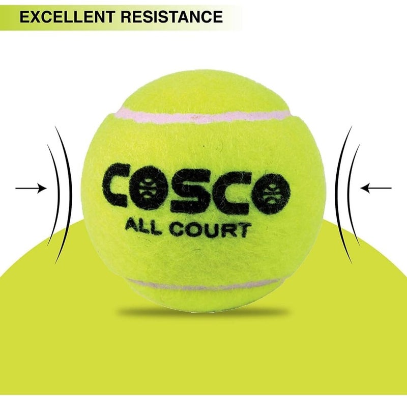 COSCO كرة تنس جلدية لجميع الملاعب، عبوة من 3، أصفر فاتح - Image 2