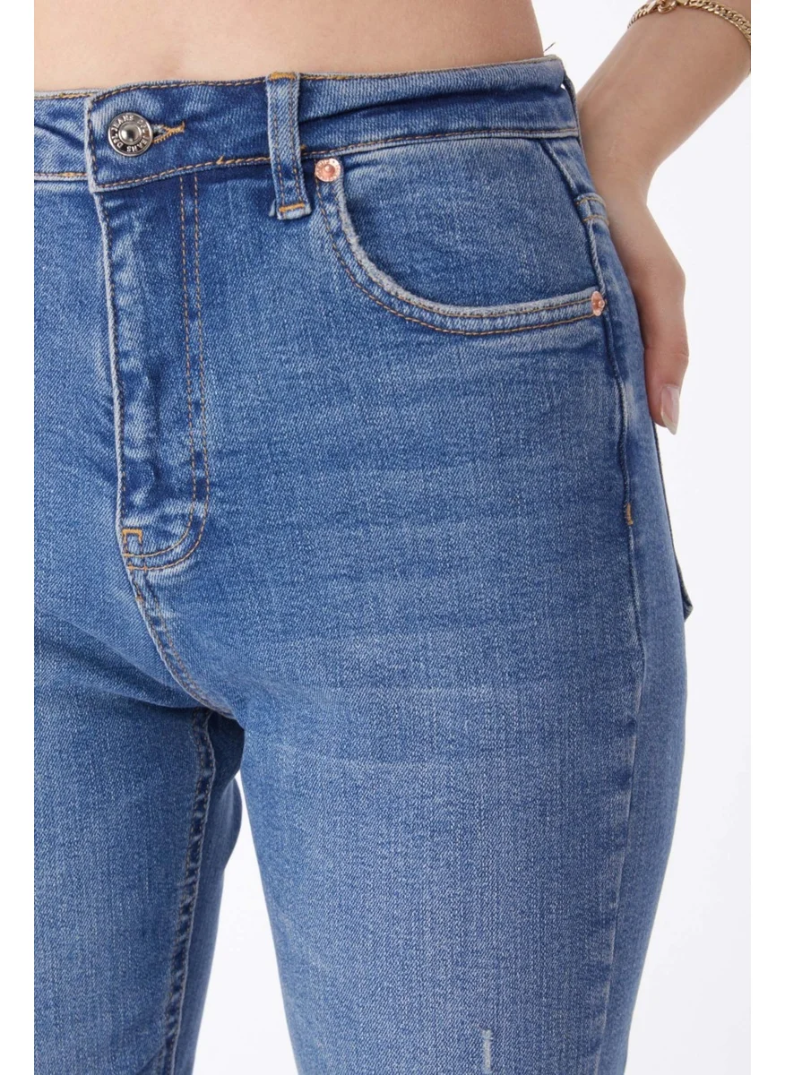 Tofisa Plain Mid Women Blue Laser Jeans - 50002