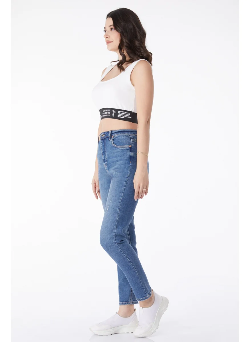 Tofisa Plain Mid Women Blue Laser Jeans - 50002