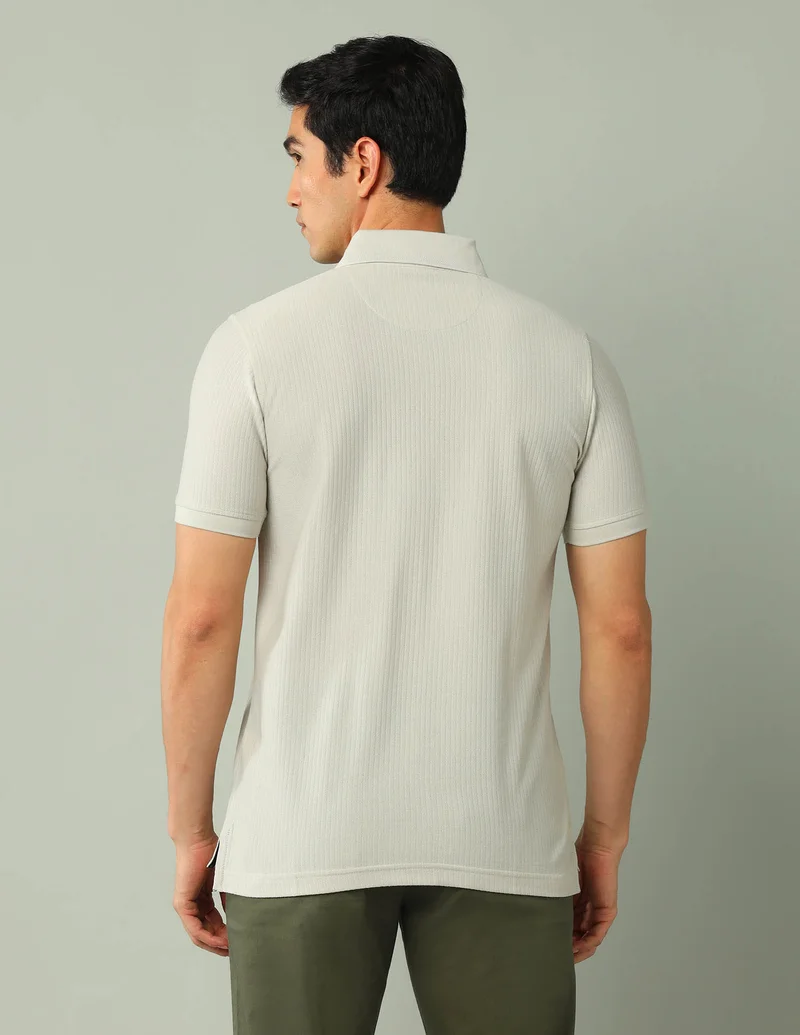 Arrow Grey Textured Pure Cotton Polo Shirt for Men | Best Price UAE