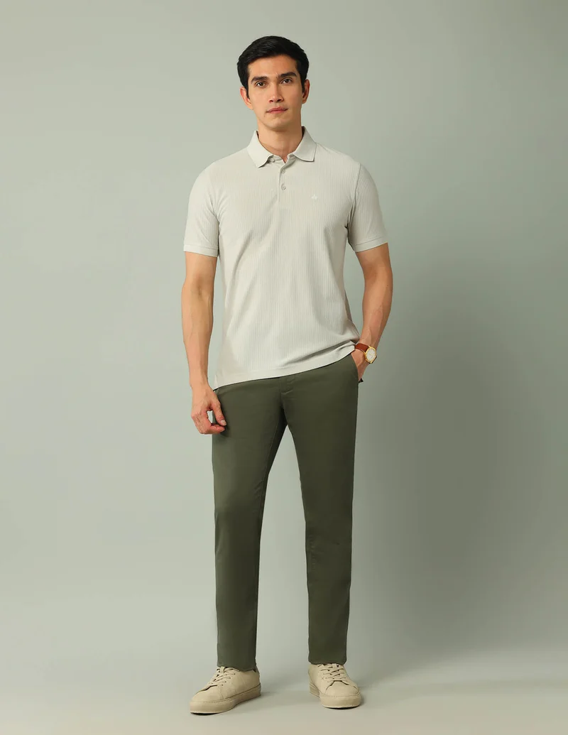 Arrow Grey Textured Pure Cotton Polo Shirt for Men | Best Price UAE
