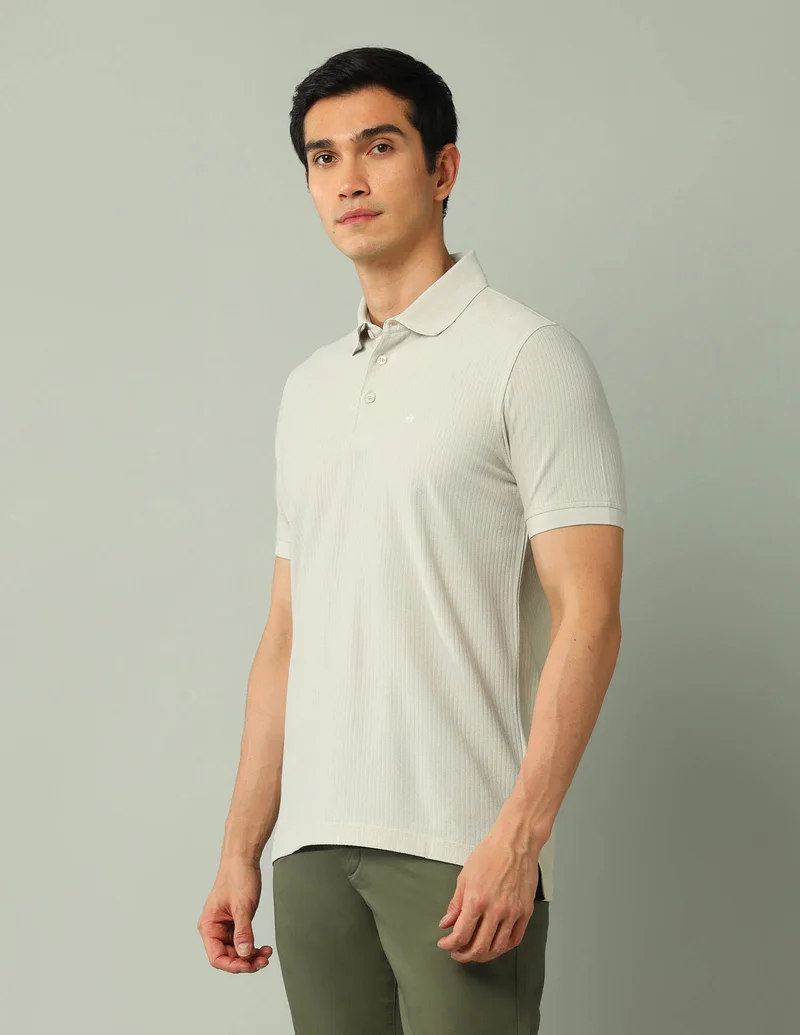 Arrow Grey Textured Pure Cotton Polo Shirt for Men | Best Price UAE