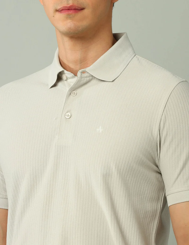 Arrow Grey Textured Pure Cotton Polo Shirt for Men | Best Price UAE