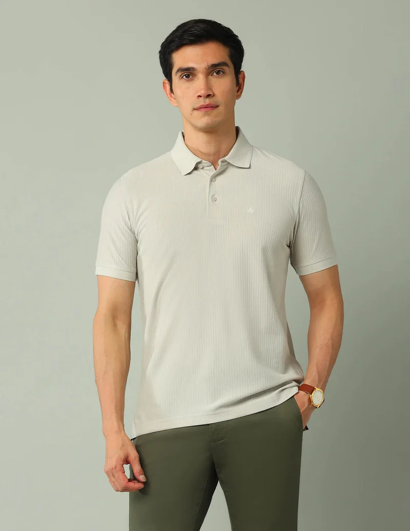Textured Pure Cotton Polo Shirt