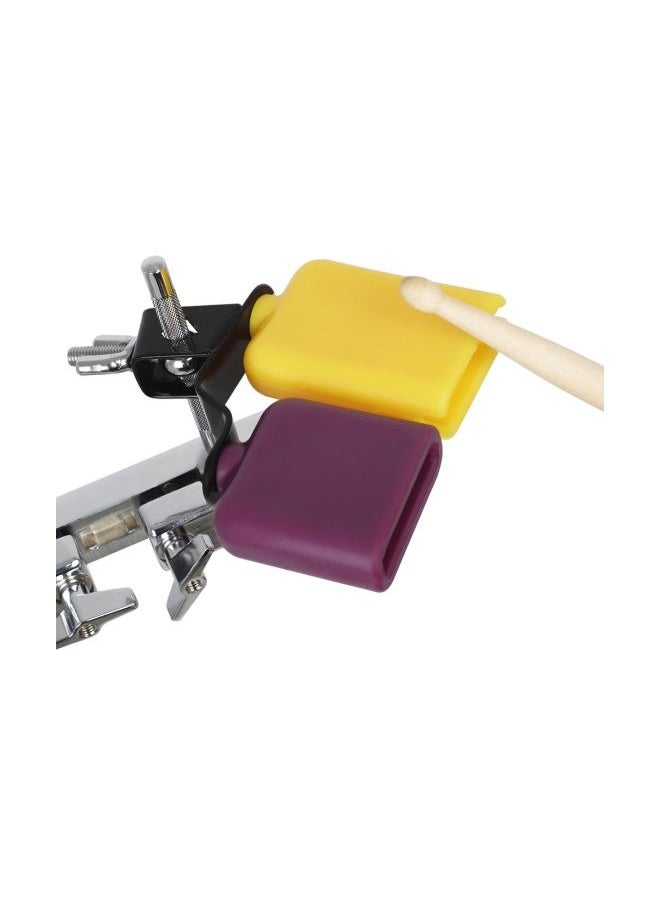 Bicolor Cowbell for Drum Set High and Low Tones Double Mounted Bell Kit Percussion Instruments Medium Size,Purple-Yellow