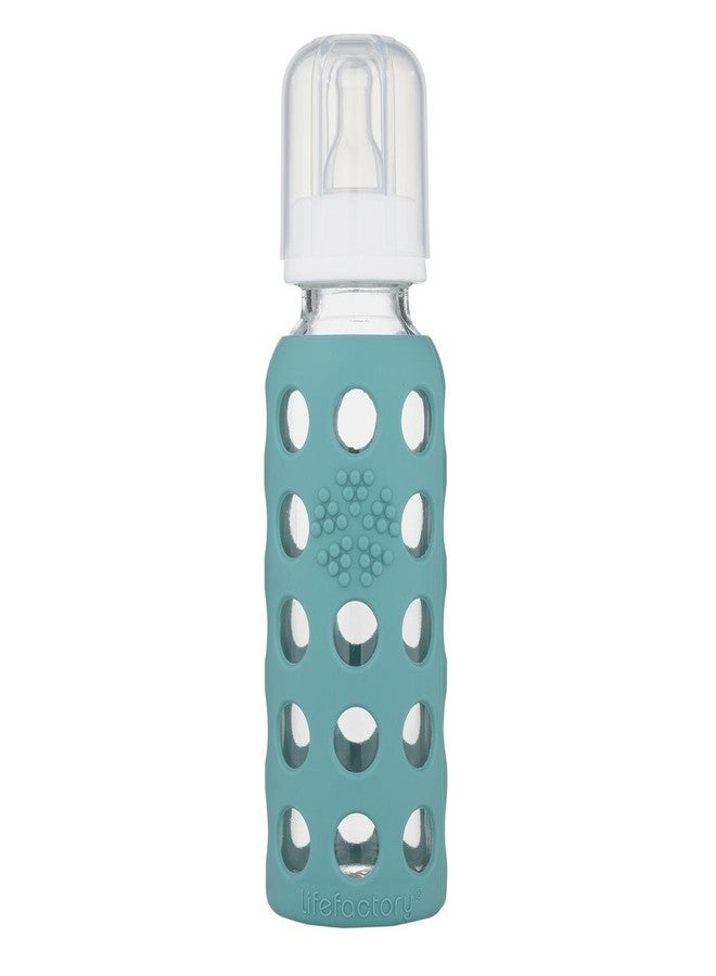 Lifefactory 9oz Glass Baby Bottle 2pk Bundle with 2 Stage 3 Nipples (Kale/Kale) - Image 2