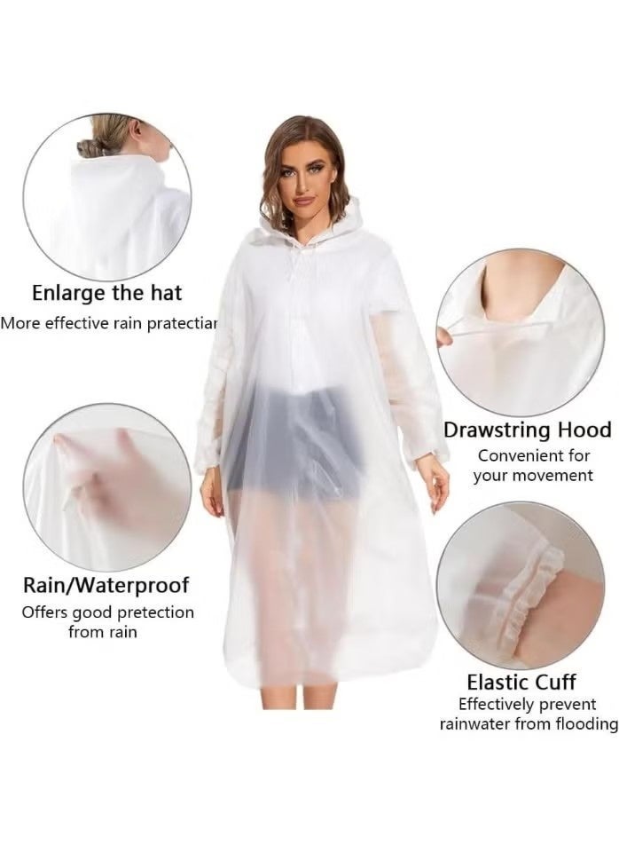 5 PCS Transparent Raincoat for Adults,Unisex Disposable PVC Rain Ponchos Portable Compressed Pocket Raincoat Individually Wrapped Long Rain Poncho with Hood for Women Men Travel Outdoor-White. - Image 4