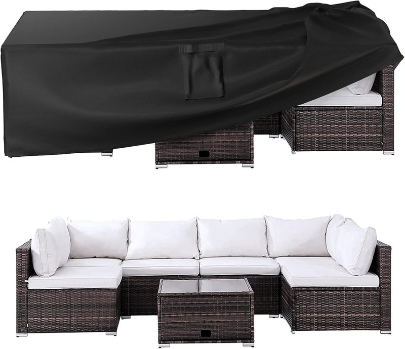 Patio Furniture Waterproof Cover, Heavy Duty Oxford Fabric Outdoor Furniture Cover, Dustproof, UV Protected, For Tables, Chairs, Sofas, Patio Furniture Cover Set(Black, 213x132x74cm)