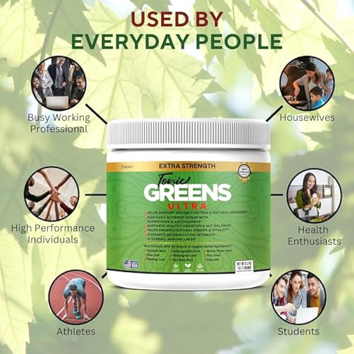 GREENVIFY Tonic Greens Ultra, Extra Strength Superfood Supplement with Wheatgrass and Antioxidants, 5.3 oz (1) - Image 3