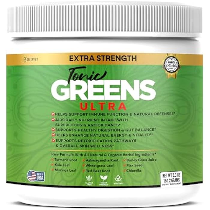 GREENVIFY Tonic Greens Ultra, Extra Strength Superfood Supplement with Wheatgrass and Antioxidants, 5.3 oz (1) - Image 1
