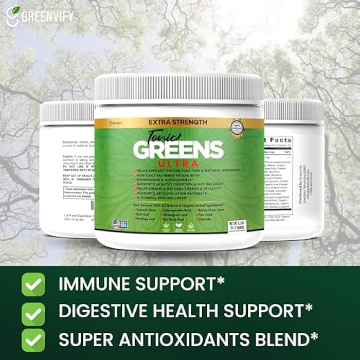 GREENVIFY Tonic Greens Ultra, Extra Strength Superfood Supplement with Wheatgrass and Antioxidants, 5.3 oz (1) - Image 5