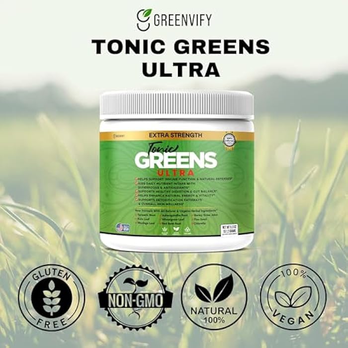 GREENVIFY Tonic Greens Ultra, Extra Strength Superfood Supplement with Wheatgrass and Antioxidants, 5.3 oz (1) - Image 2
