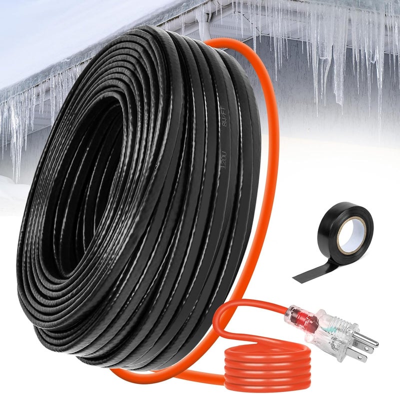 Rylpoint 3FT~200FT Heat Tape for Water Pipes, -40°F Deicing Heating Cable, Freeze Protected Water Pipe Heating Cable, Heated Water Hose, Plumbing Fixtures, 120V 5W/ft（15FT） - Image 1