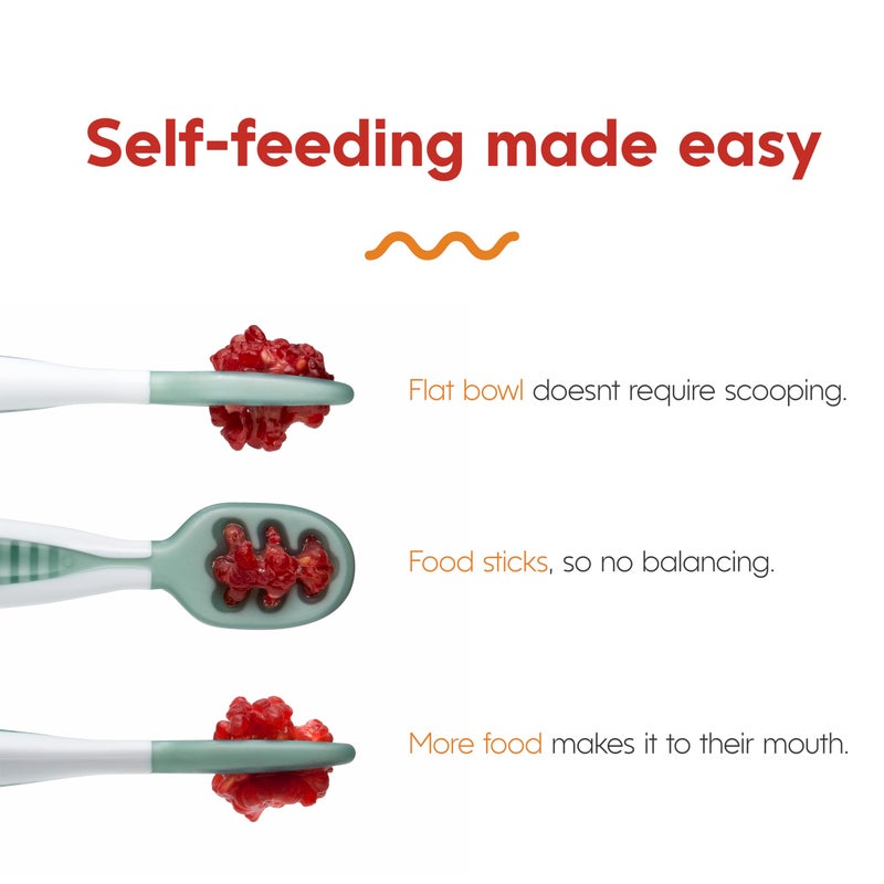 num nums NumNum Baby Spoons Set, Baby Essentials Pre-Spoon GOOtensils for 6+ Months, First Stage Self-Feeding Spoons for Baby Led Weaning (BLW), Silicone Toddler Utensils, BPA-Free, 2 Pack Beige/Mauve - Image 3