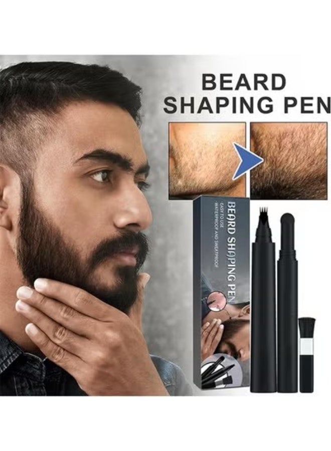 East Moon Beard Shaping Pen, Three-In-One Beard Filler Pen, Beard Powder and Beard Brush, Waterproof and Sweat-Proof Long-Lasting Coverage, with 4 Tip Beard Filling Pen for Men - Image 4