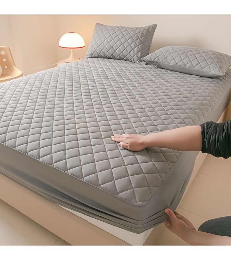 Grey 100% Fully Upgraded Thickened Breathable Bed Sheet Urine Isolation Elastic Wrap Machine Washable 70.87x78.74 Inch - Image 1