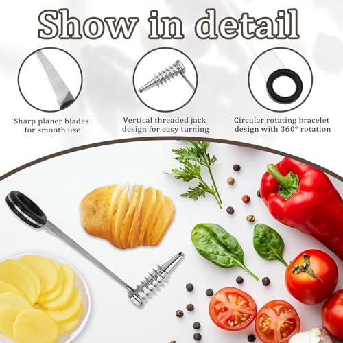 Xanadued Piranha Spiral Cutter for Potatoes, Stainless Steel Spiral Cutter for Veggies Cucumber and Carrot - Image 5