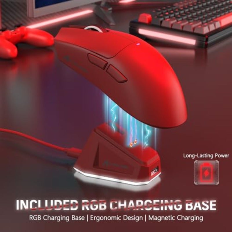Attack Shark X11 59g Super Lightweight Wireless Gaming Mouse with RGB Magnetic Charging DockBT 2.4G Wireless Wired Mouse 22000 DPI 5 Programmable Buttons for PC Laptop Mac Red - Image 3