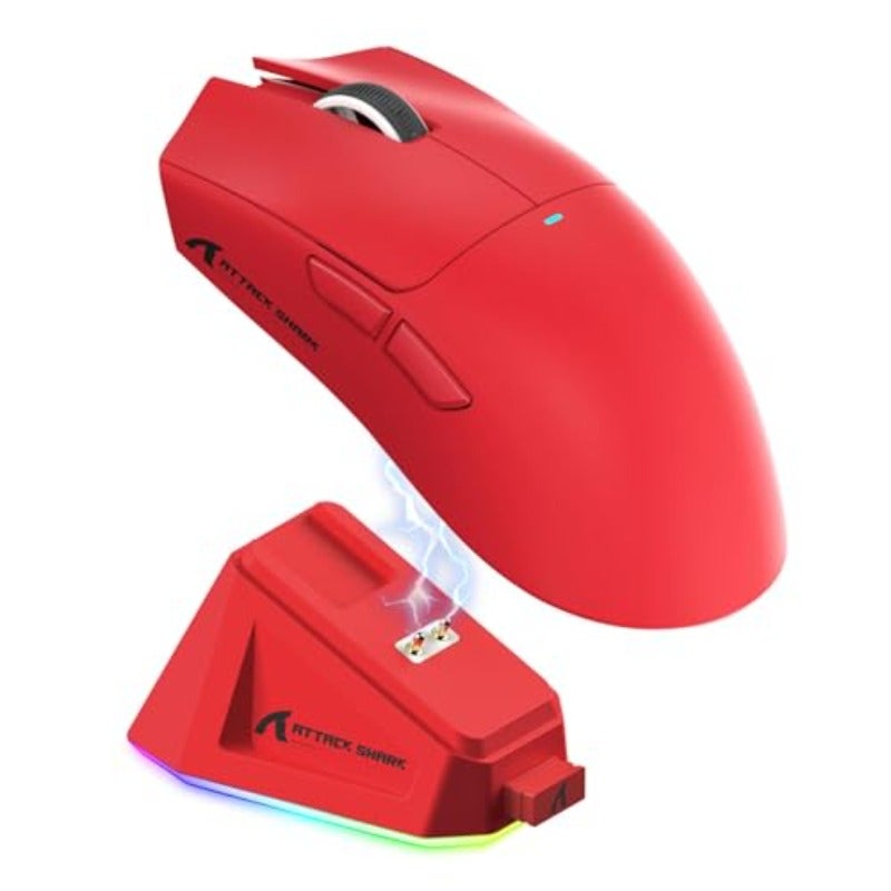 Attack Shark X11 59g Super Lightweight Wireless Gaming Mouse with RGB Magnetic Charging DockBT 2.4G Wireless Wired Mouse 22000 DPI 5 Programmable Buttons for PC Laptop Mac Red - Image 1
