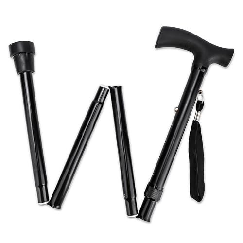 Dr. TORSO Black Edition Premium Foldable Walking Stick | Adjustible Height |100% Aluminum Body | Strong Yet Light Weight | Easy to Store | for Men/Women, Patients, Old People (Foldable) - Image 1