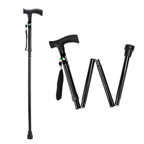 Dr. TORSO Black Edition Premium Foldable Walking Stick | Adjustible Height |100% Aluminum Body | Strong Yet Light Weight | Easy to Store | for Men/Women, Patients, Old People (Foldable) - Image 5
