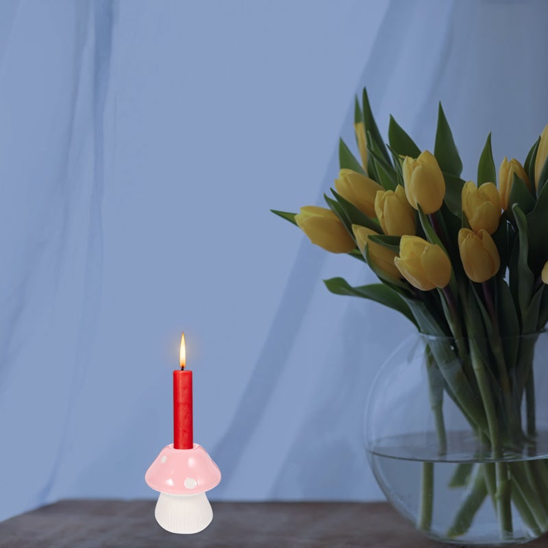 Ceramic Candle Holder Mushroom Shape Candle Holder Desktop Candle Decor Home Ornament - Image 5