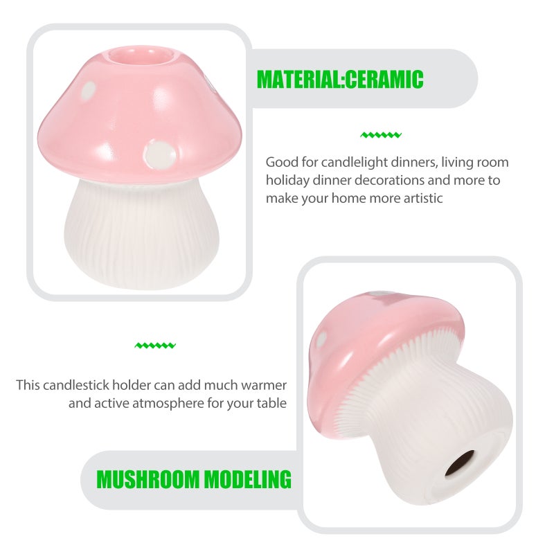 Ceramic Candle Holder Mushroom Shape Candle Holder Desktop Candle Decor Home Ornament - Image 2
