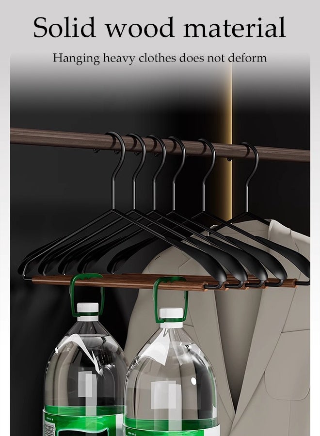 DUNISO 5 Pcs Wooden Hanger,Household Wrought Iron Wide-shoulder Clothes Support,Space Saving,Sturdy and Durable,for Coat, Sweater, Jackets, Pants,42.5*23cm - Image 5
