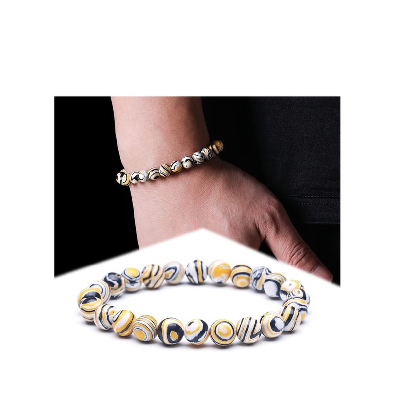 SOLARAE Beads for Bracelet, 6-12mm Natural Stone Beads Malachite Beads for Bracelets Black White Striated Stone Round Loose Beads for Jewelry Making - Image 3