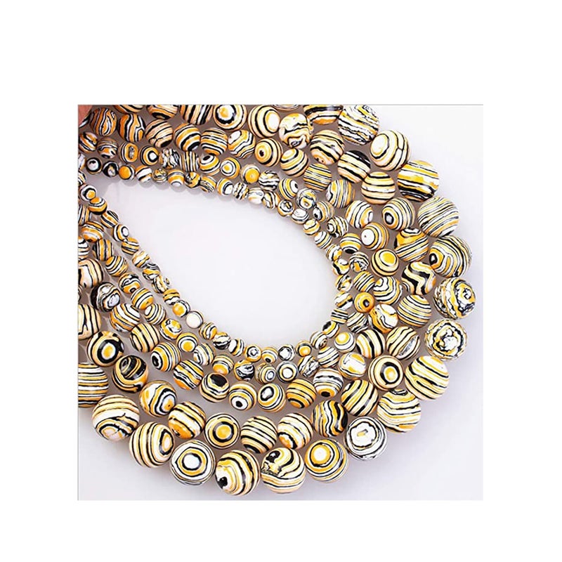 SOLARAE Beads for Bracelet, 6-12mm Natural Stone Beads Malachite Beads for Bracelets Black White Striated Stone Round Loose Beads for Jewelry Making - Image 1