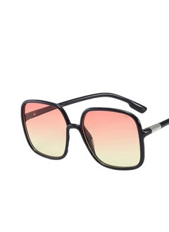 New Oversized Square Sunglasses  Fashion Square Women's Eyewear Men's Outdoor Driving Sun Shading Glasses UV400 Gafas De Sol-Lenses Color:Black and yellow-Frame Color:As Picture