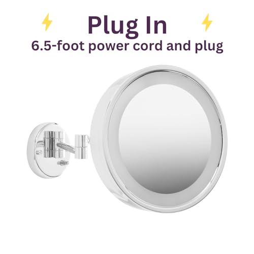 JERDON 9.75-Inch Wall Mount Mirror - Makeup Mirror with 3X Magnification & 15-inch Wall Extension - Chrome Finish Mirror - Model HL7CF - Image 2