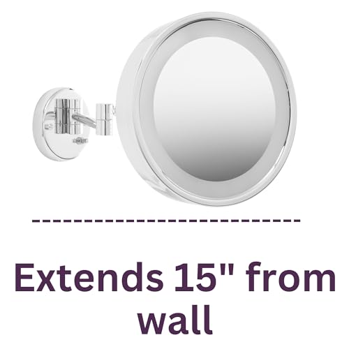 JERDON 9.75-Inch Wall Mount Mirror - Makeup Mirror with 3X Magnification & 15-inch Wall Extension - Chrome Finish Mirror - Model HL7CF - Image 3