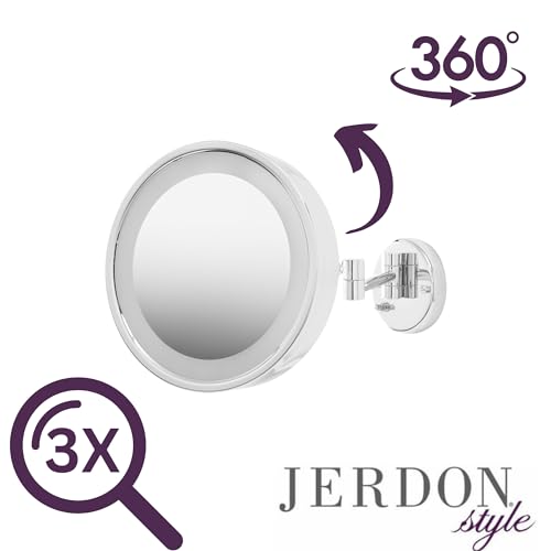 JERDON 9.75-Inch Wall Mount Mirror - Makeup Mirror with 3X Magnification & 15-inch Wall Extension - Chrome Finish Mirror - Model HL7CF - Image 5