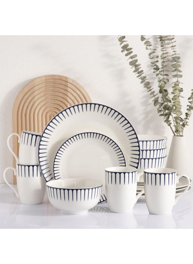 DANUBE HOME Eminence 16-Piece New Bone China Dinner Set - Elegant Tableware for 4, Includes 4 Dinner Plates (27CM), Side Plates (19CM), Bowls (14CM), and Mugs (360ML) - Image 2