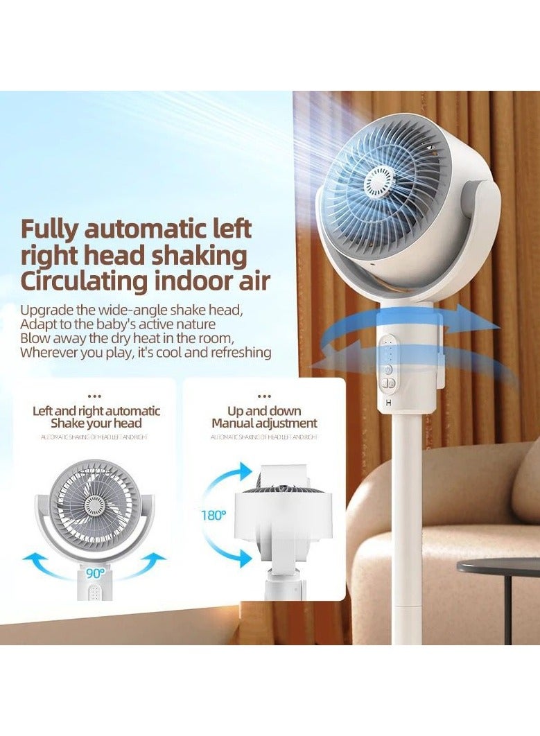 REBENUO Indoor Pedestal Fan High Speed ​​Oscillation 360 Degree Rotation Adjustable Length Floor Fan to Suit You Quiet and Powerful for Bedroom Home Office White - Image 4