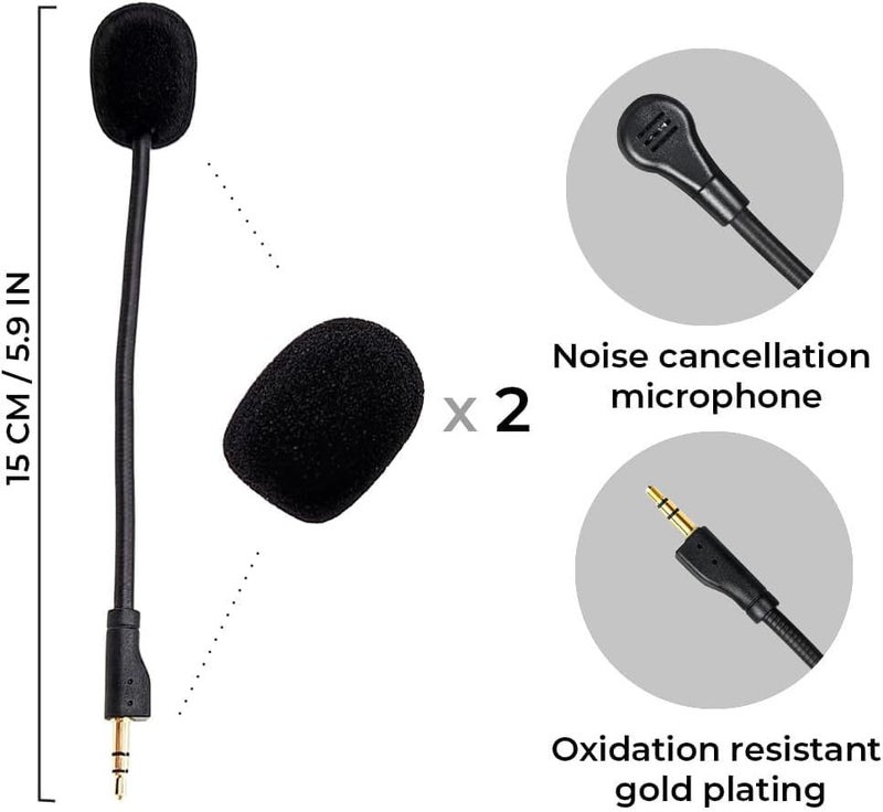 J.M.SHOW Replacement Game Mic Compatible with Logitech G PRO X2, G PRO X Wireless and G Pro Wired Gaming Headsets, Detachable Noise Cancelling Crystal-Clear Game Microphone with 2Pcs Foam Cover - Image 2