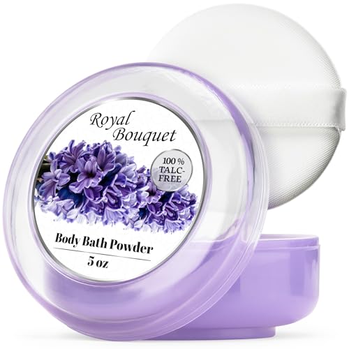 R-NEU Body Powder for Women with Powder Puff, 100% Talc-Free, Elegant Royal Bouquet Scented Dusting Powder, After Bath for Soft Skin, Extra Large, 1 Pack (5oz) - Image 1