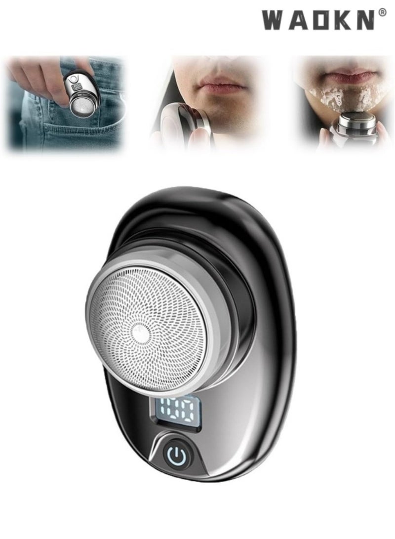 WAOKN USB Mini Shaver with LED Charge Indicator, Travel Portable Smart Electric Razor for Men, Rechargeable Waterproof Face Shaver, Cordless Electric Pocket Shaver for Travel or Home Use (Gradient Black) - Image 1