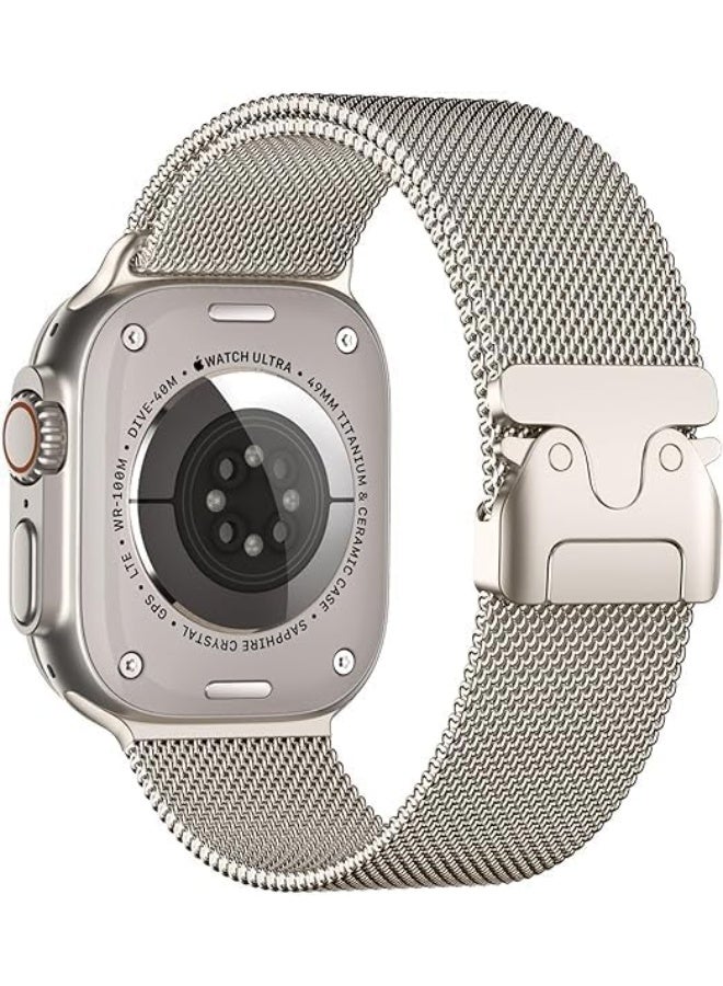 ووتش سوار ميلانو لوب متوافق مع ساعة أبل ووتش ألترا 2، 49 مم، 46 مم، 45 مم، 44 مم، سوار ميلانو لوب من الفولاذ المقاوم للصدأ قابل للتعديل لساعة أبل ووتش ألترا سلسلة 10 9 8 7 SE 6 5 4  ستار لايت - Image 1
