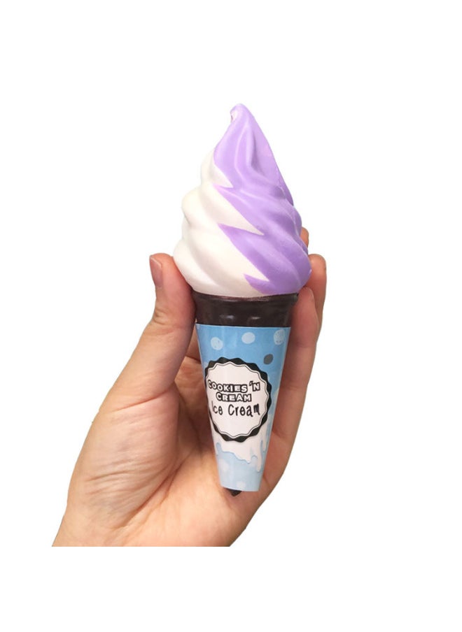 PunimaruPU Foaming Torch Ice Cream Cone Dessert Model Squishy Slow Rebound Decompression Toy-Color:Taro Ice Cream-Dimensions:5*5*12cm  - Image 5