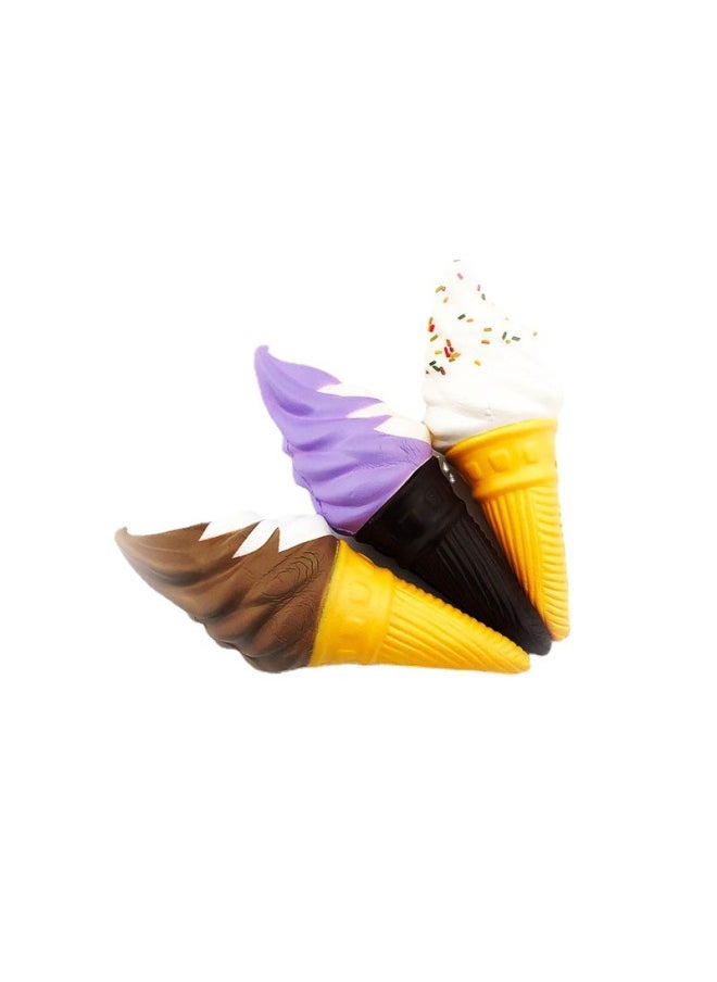 PunimaruPU Foaming Torch Ice Cream Cone Dessert Model Squishy Slow Rebound Decompression Toy-Color:Taro Ice Cream-Dimensions:5*5*12cm  - Image 3