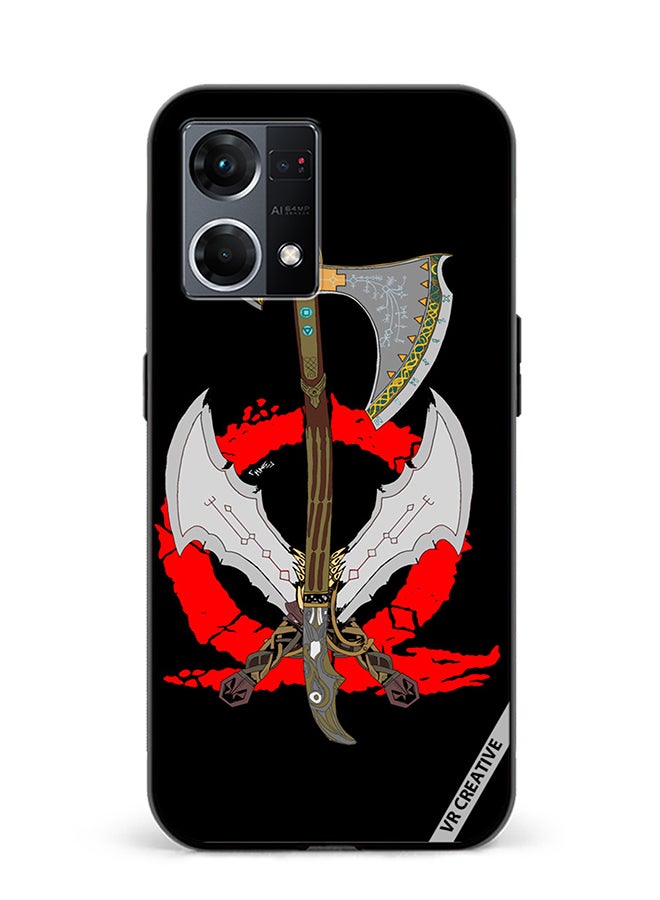 VR CREATIVE Protective Case Cover For Oppo Reno8 4G God Of War Weapons Design Multicolour - Image 1