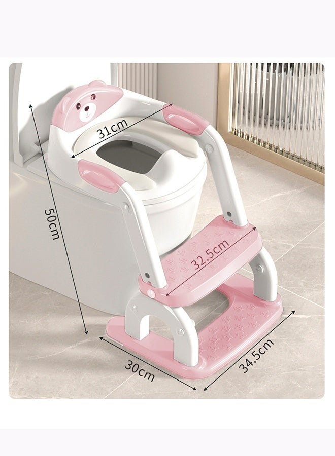 Aissiora Potty Training Seat, Kids Toilet Training Seat with Step Stool, Foldable Portable Potty Chair with Adjustable Height Ladder Guard Handle Soft Cushion White for Baby Toddler Boys Girls - Image 2