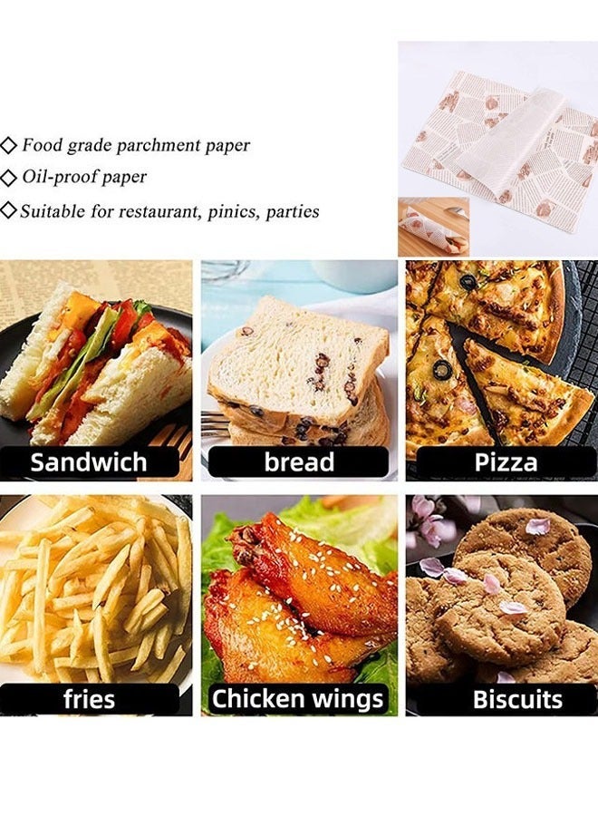 ZVEV 100 PCS Sandwich Wrapper Waxed Baking Paper Disposable Greaseproof Greaseproof Paper Square Food Wrap Waxed Paper Food Tray Liner for Burger Cake Bread - Image 4